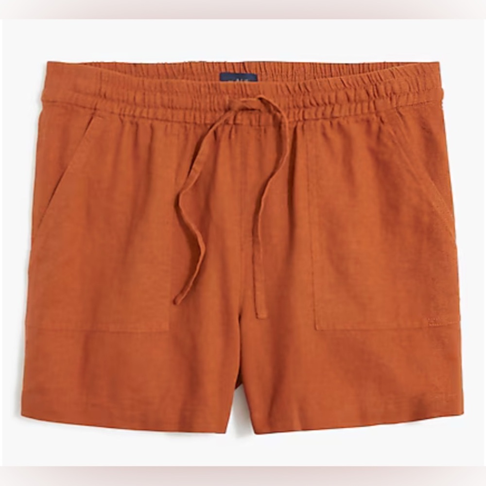 NWT J.Crew Factory Linen-blend rust drawstring short - Size M